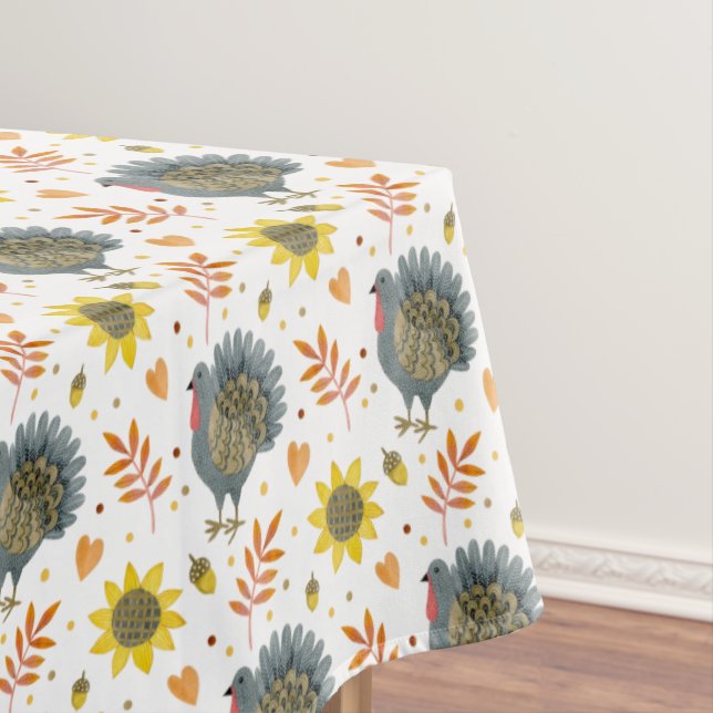 Folk Art Turkeys Tischdecke (Beispiel)
