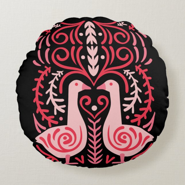 Folk Art V.01 Rundes Kissen (Vorderseite)