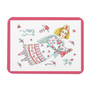 FOLK ART VALENTINE ANGEL MAGNET *Customize