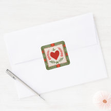 Folk Art Valentine Umschlag Aufkleber