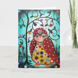 FOLK ART Watching Owl BY LORI Grußkarte Karte