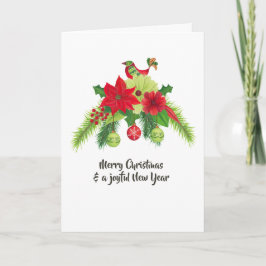 Folk Art Watercolor Blumenwein Weihnachten Karte