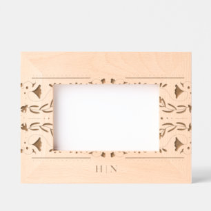 Folk Bird Floral Monogram Geätzte Rahmen