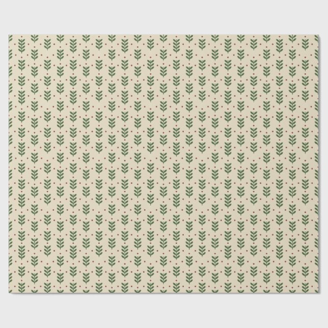 Folk Botanical Leaves Seamless Pattern Geschenkpapier (Flach)