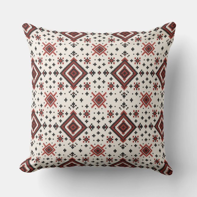 Folk Diamond Cross Stitch Seamless Pattern Kissen (Vorderseite)