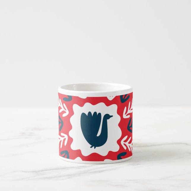 Folk Doodle Art Christmas Tile Espressotasse (Vorderseite)