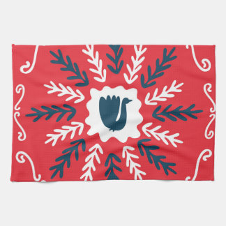 Folk Doodle Art Christmas Tile Geschirrtuch