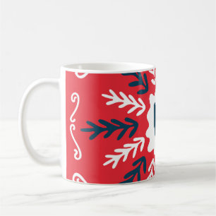 Folk Doodle Art Christmas Tile Kaffeetasse