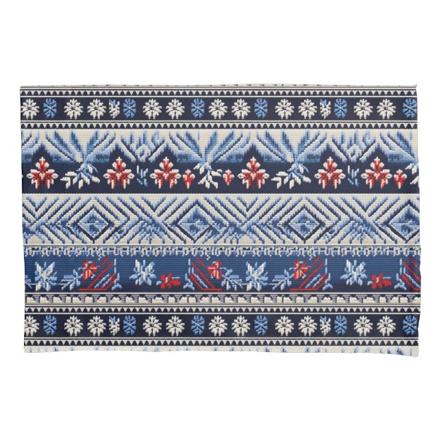 Folk Embroidery Stripe Pattern Kissenbezug (Vorderseite)