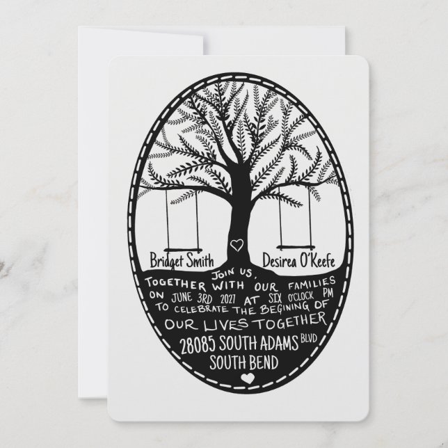 Folk Embroidery Style Drawn Wedding Invitation Einladung (Vorderseite)