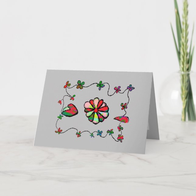Folk Floral Art Karte (Vorderseite)