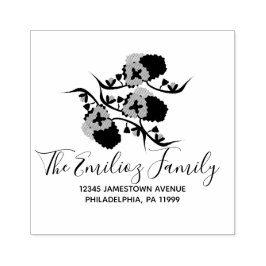 Folk Floral Greenerity Script Address Rubber Brief Gummistempel