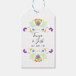 Folk Floral Wedwers | Mexikanische Kühle Farben Geschenkanhänger