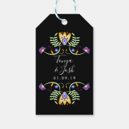 Folk Floral Wedwers | Mexikanische Kühle Farben Geschenkanhänger