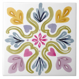Folk Garden Watercolor Fliese