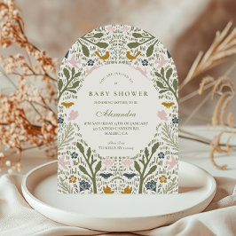 Folk Garden Woodland Baby Shower Einladung