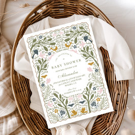Folk Garden Woodland Baby Shower Einladung