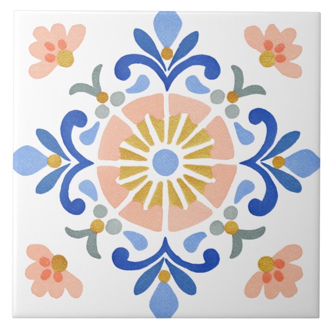 Folk-Garten-Aquarell Fliese (Vorderseite)