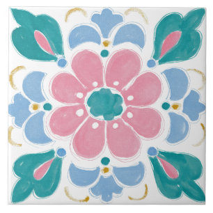 Folk-Garten-Aquarell Fliese