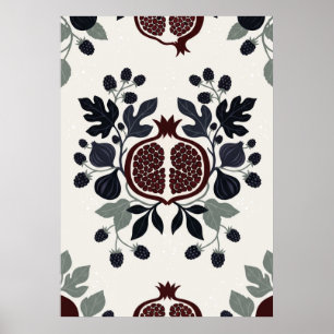 Folk Granat Feige Brombeere Botanischer Poster