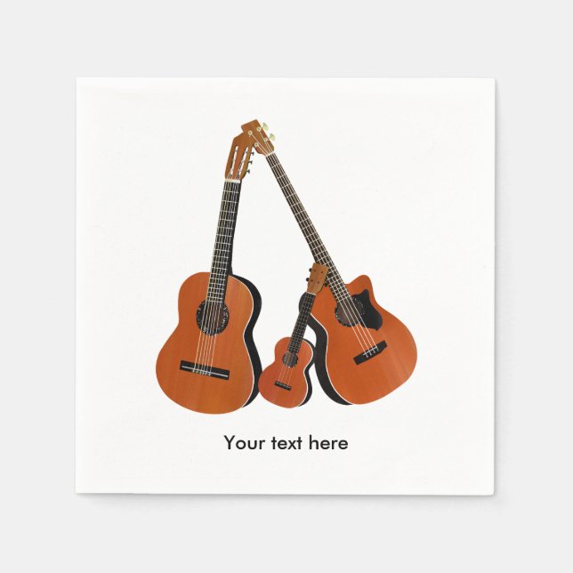 Folk Guitar Acoustic Bass und Ukulele Serviette (Vorderseite)