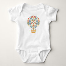 Folk-Heißluftballon - Süßes florales Babys-Design