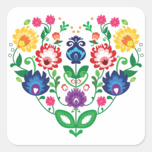 💜 Folk inspiriert Quadratischer Aufkleber
