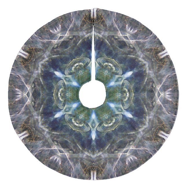 Folk Mandala Brushed Polyester Tree Skirt Fleece Weihnachtsbaumdecke (Vorderseite)