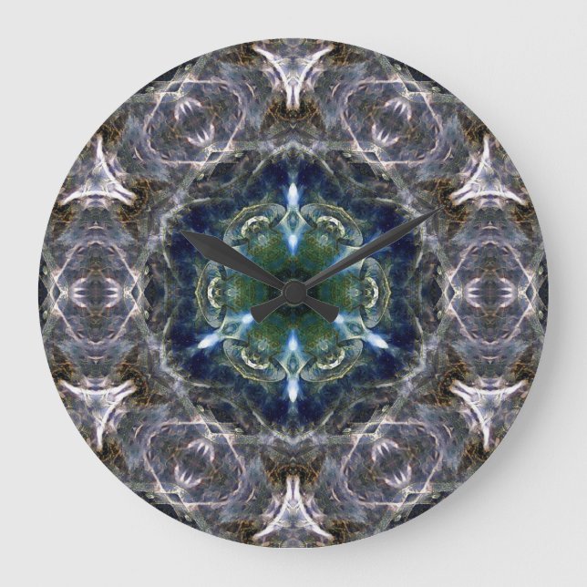 Folk Mandala Große Wanduhr (Vorderseite)