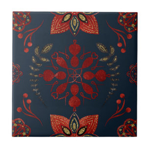 Folk Navy Blue Nordic Art Fliese