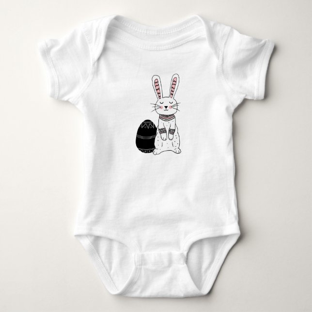 Folk Oaster Bunny Rabbit Baby Bodysuit Baby Strampler (Vorderseite)