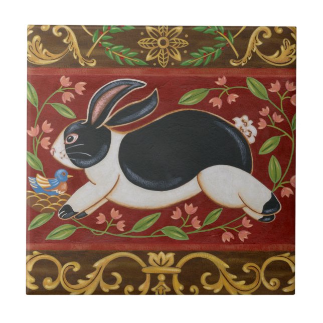 Folk Rabbit Fliese (Vorderseite)