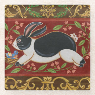 Folk Rabbit Glasuntersetzer