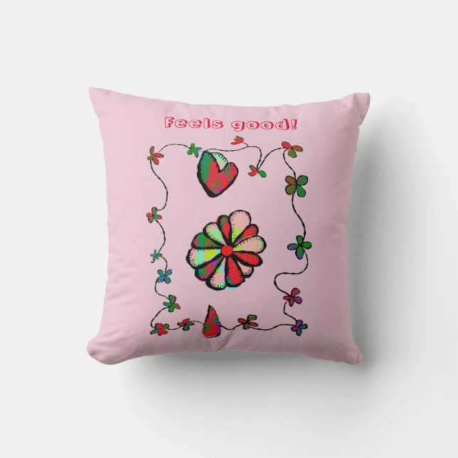 Folk Retro Quaint and Happy Art Kissen (Vorderseite)