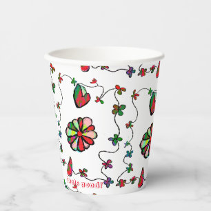 Folk Retro Quaint and Happy Art Pappbecher