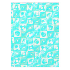Folk Stilisierte Print Türkis Weiß Tischdecke
