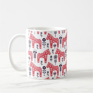 Folk swedish horse floral seamless pattern.  kaffeetasse