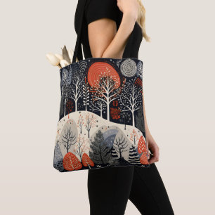 Folk Winter Night Landschaft Tasche