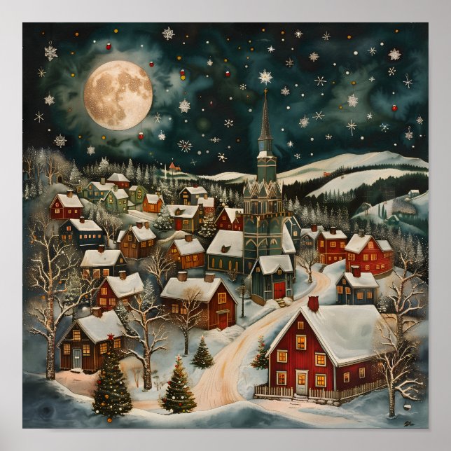 Folk Winter Village Poster (Vorne)
