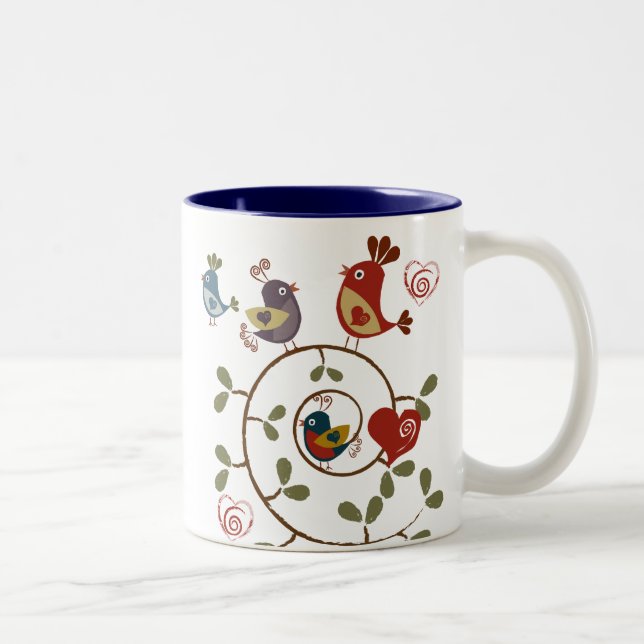 Folkart Birds Zweifarbige Tasse (Rechts)
