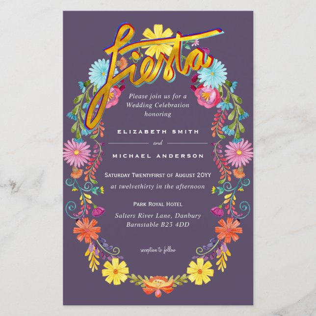 Folkart Blume Fiesta Wedding Einladung Boda (Vorderseite)
