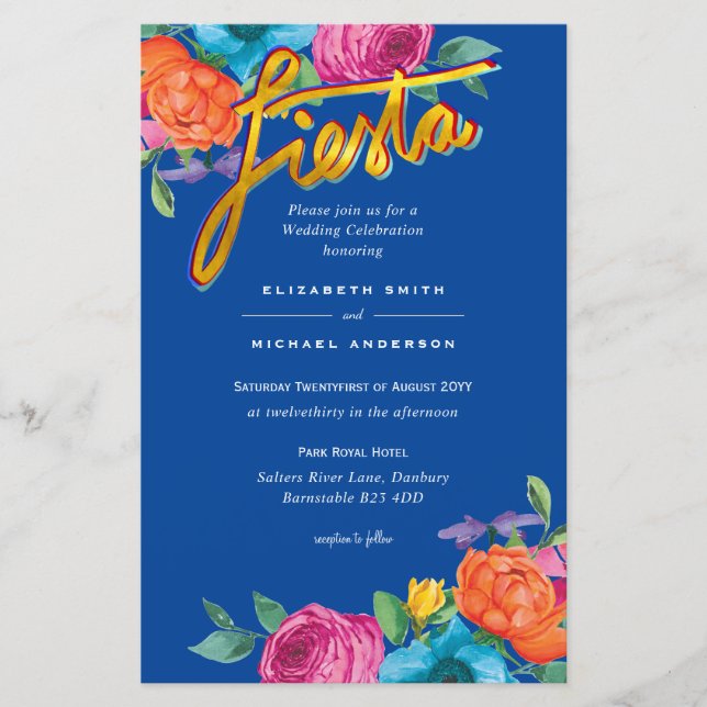 Folkart Blume Fiesta Wedding Einladung Boda (Vorderseite)