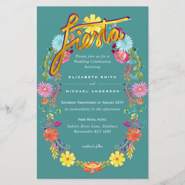 Folkart Blume Fiesta Wedding Einladung Boda (Vorderseite)