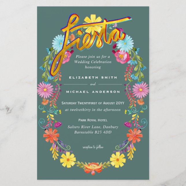 Folkart Blume Fiesta Wedding Einladung Boda (Vorderseite)