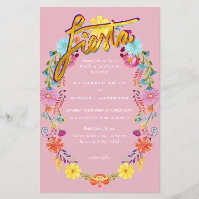 Folkart Blume Fiesta Wedding Einladung Boda (Vorderseite)