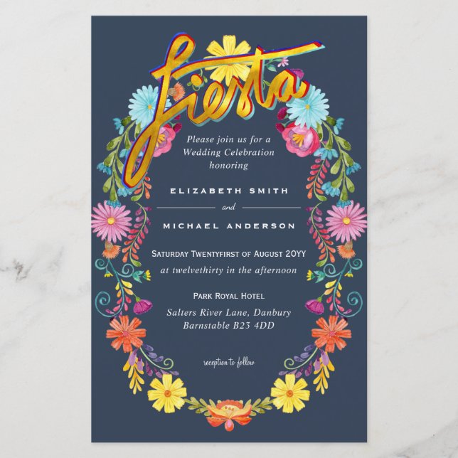 Folkart Blume Fiesta Wedding Einladung Boda (Vorderseite)