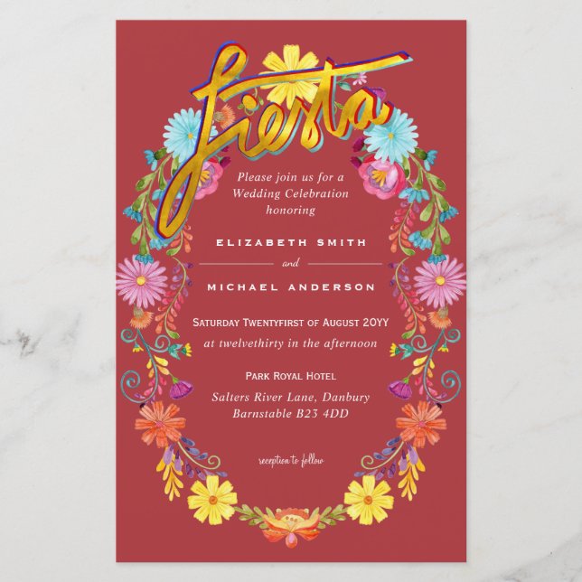 Folkart Blume Fiesta Wedding Einladung Boda (Vorderseite)
