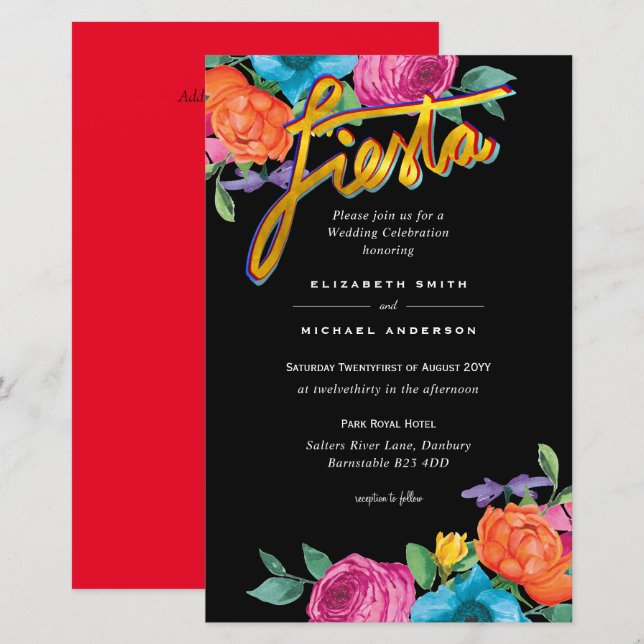 Folkart Blume Fiesta Wedding Einladung Boda (Vorne/Hinten)