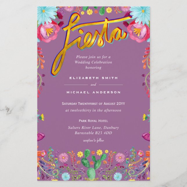 Folkart Blume Fiesta Wedding Einladung Boda (Vorderseite)