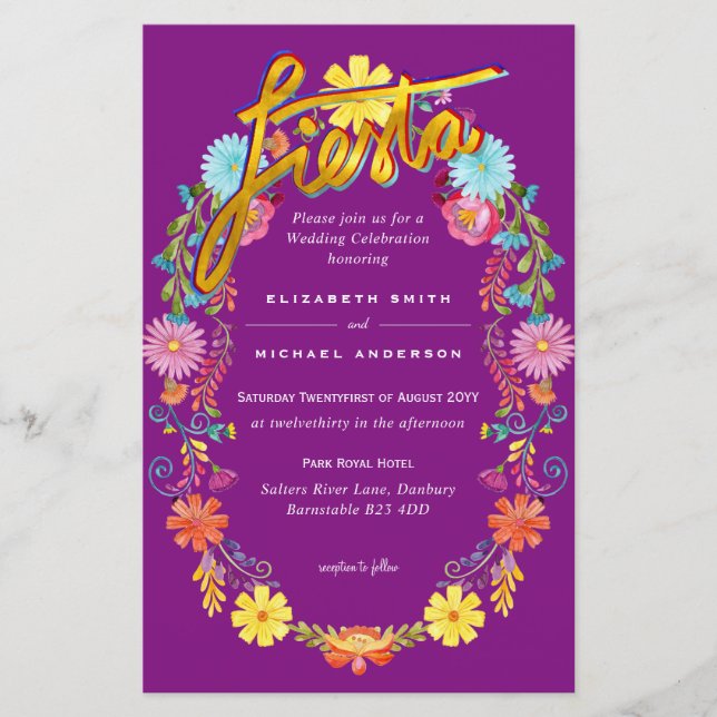 Folkart Blume Fiesta Wedding Einladung Boda (Vorderseite)